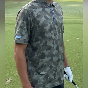 Good Good Golf Camo Performance Polo Shirt | Green Camouflage | Men’s Medium